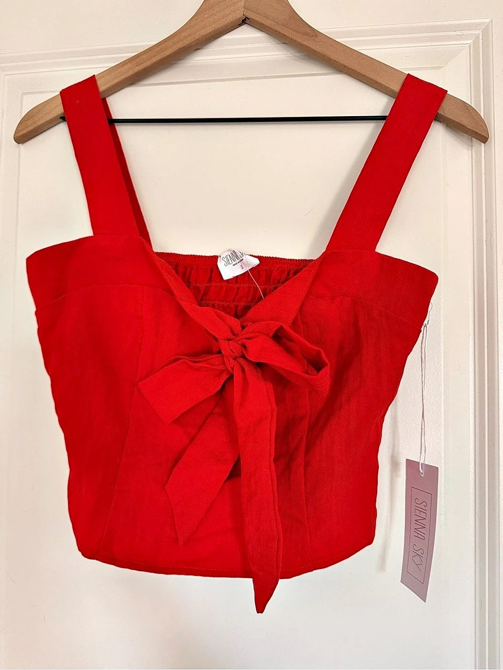 Sienna Sky Red Tie-Front Crop Top NWT